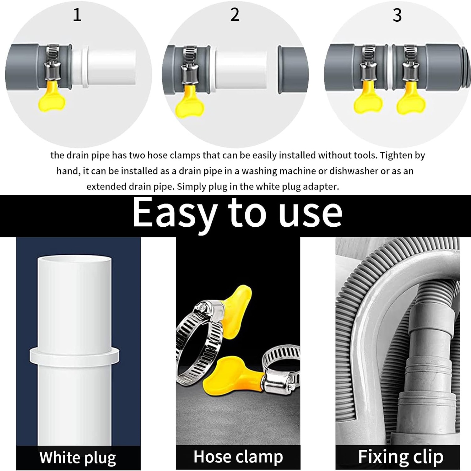 150cm Drain Hose Extension Kit for Washing Machines and Dishwashers: image 4