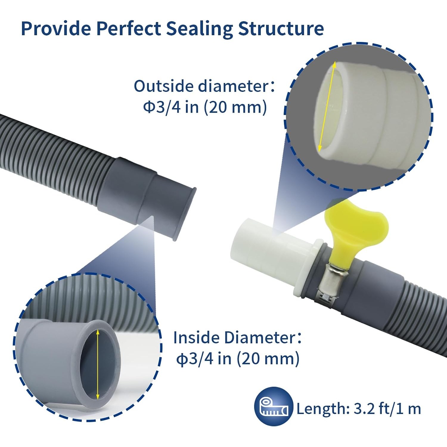 1m Drain Hose Extension Kit with U-Bracket, Connector and Clamps: image 4