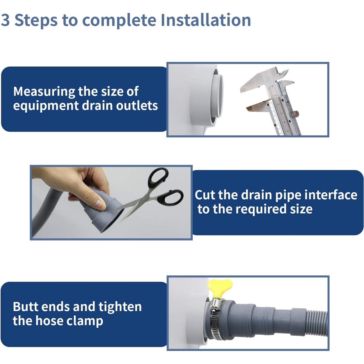1m Drain Hose Extension Kit with U-Bracket, Connector and Clamps: image 5