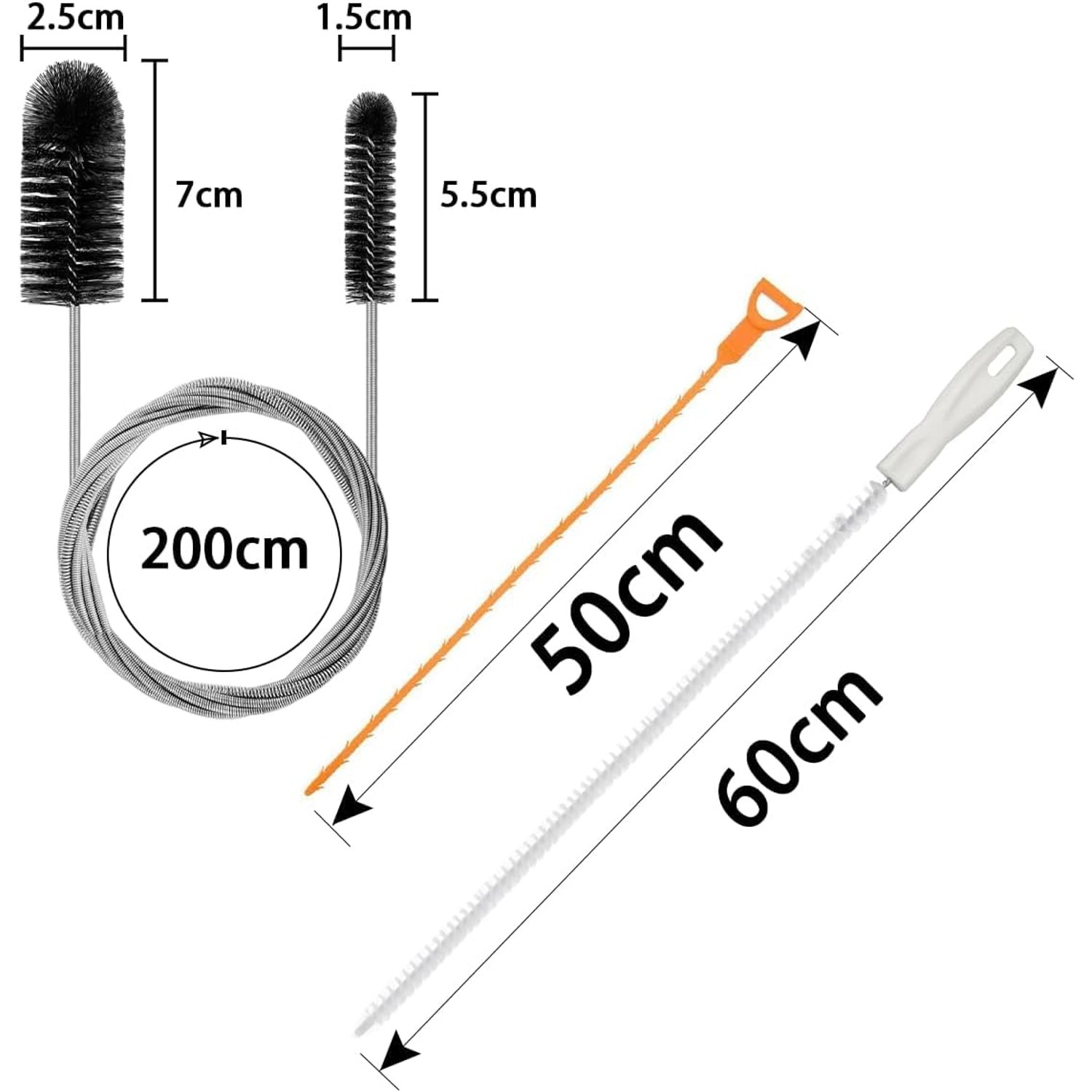 200cm Flexible Drain Brush Set, 3 Pack