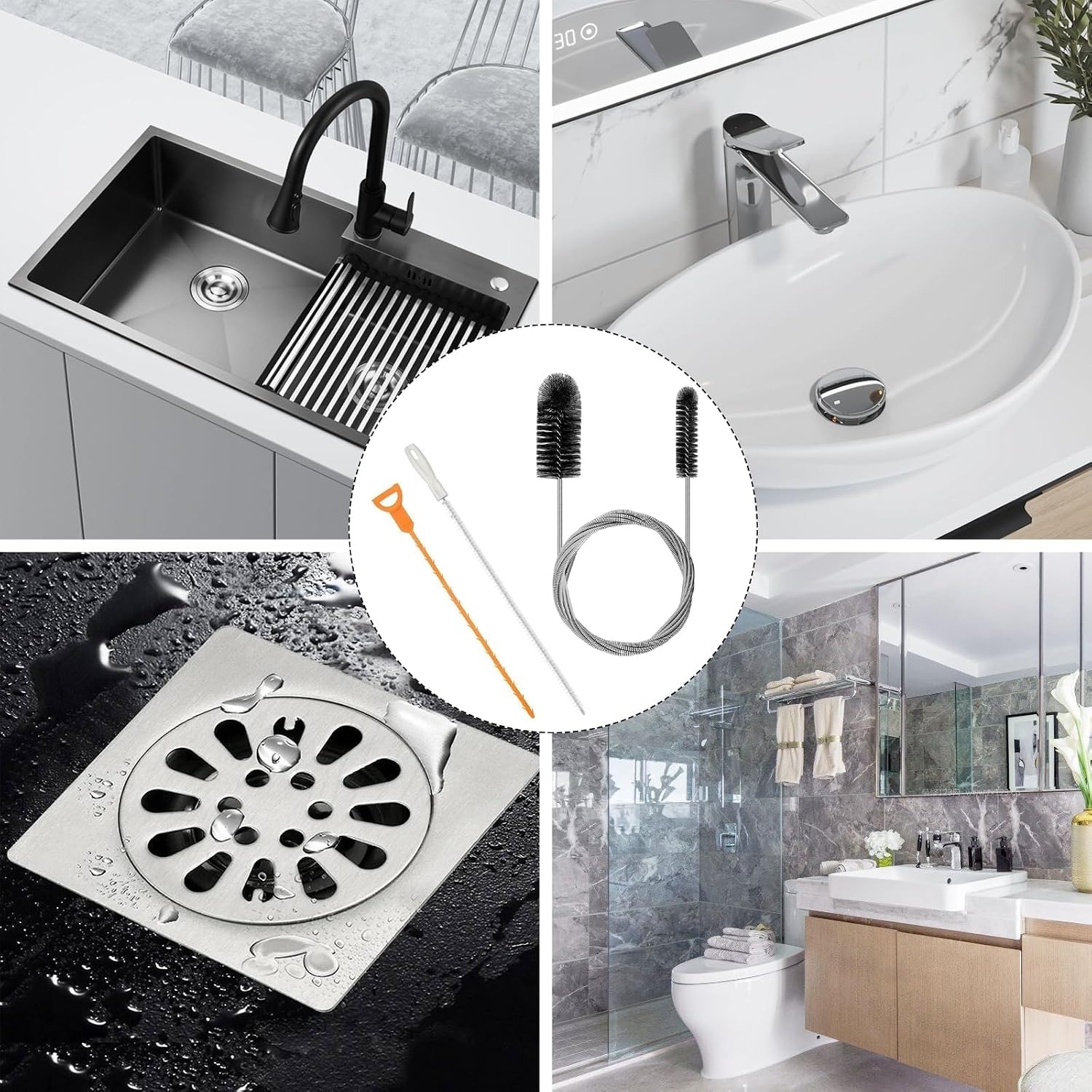 200cm Flexible Drain Brush Set, 3 Pack