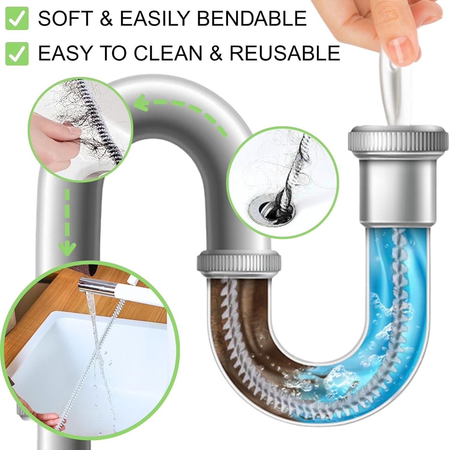 45cm Flexible Drain Cleaning Brush, 2 Pack: image 5