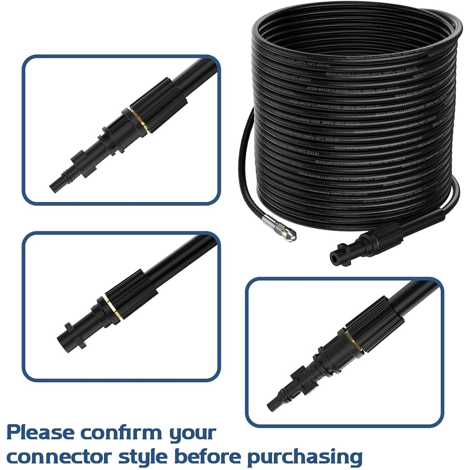 15m Pressure Washer Drain Cleaning Hose with Fixed and Rotating Nozzles