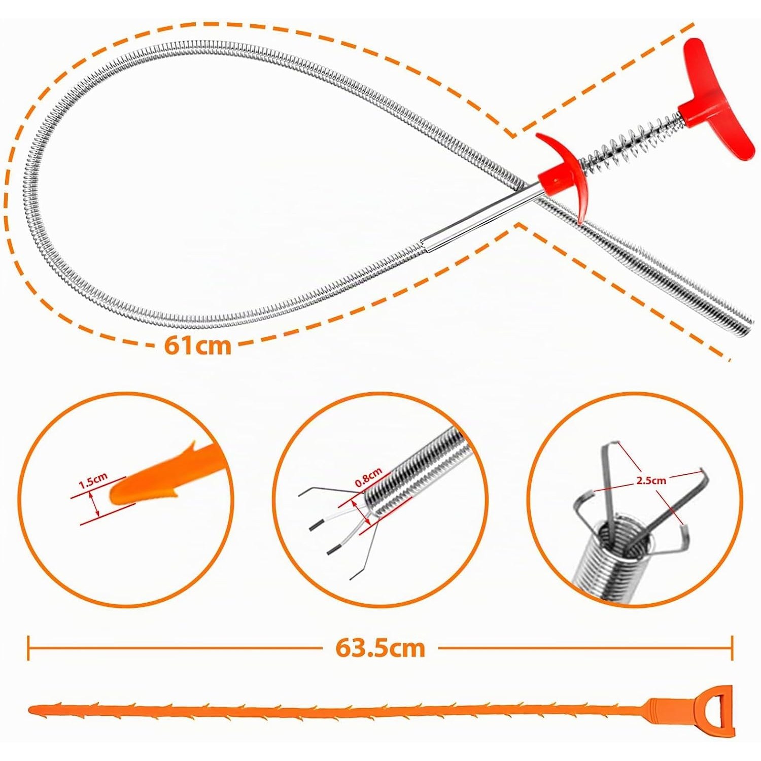 Drain Cleaner Set with Claw Grabber and Hair Removal Combs: image 3