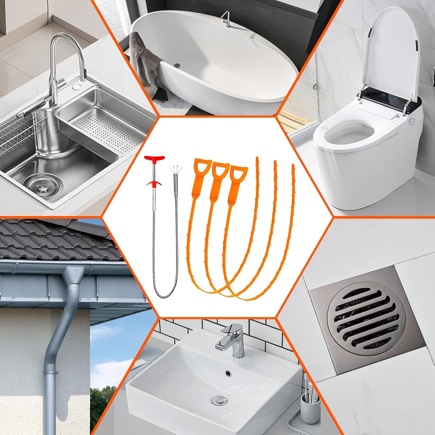 Drain Cleaner Set with Claw Grabber and Hair Removal Combs: image 5