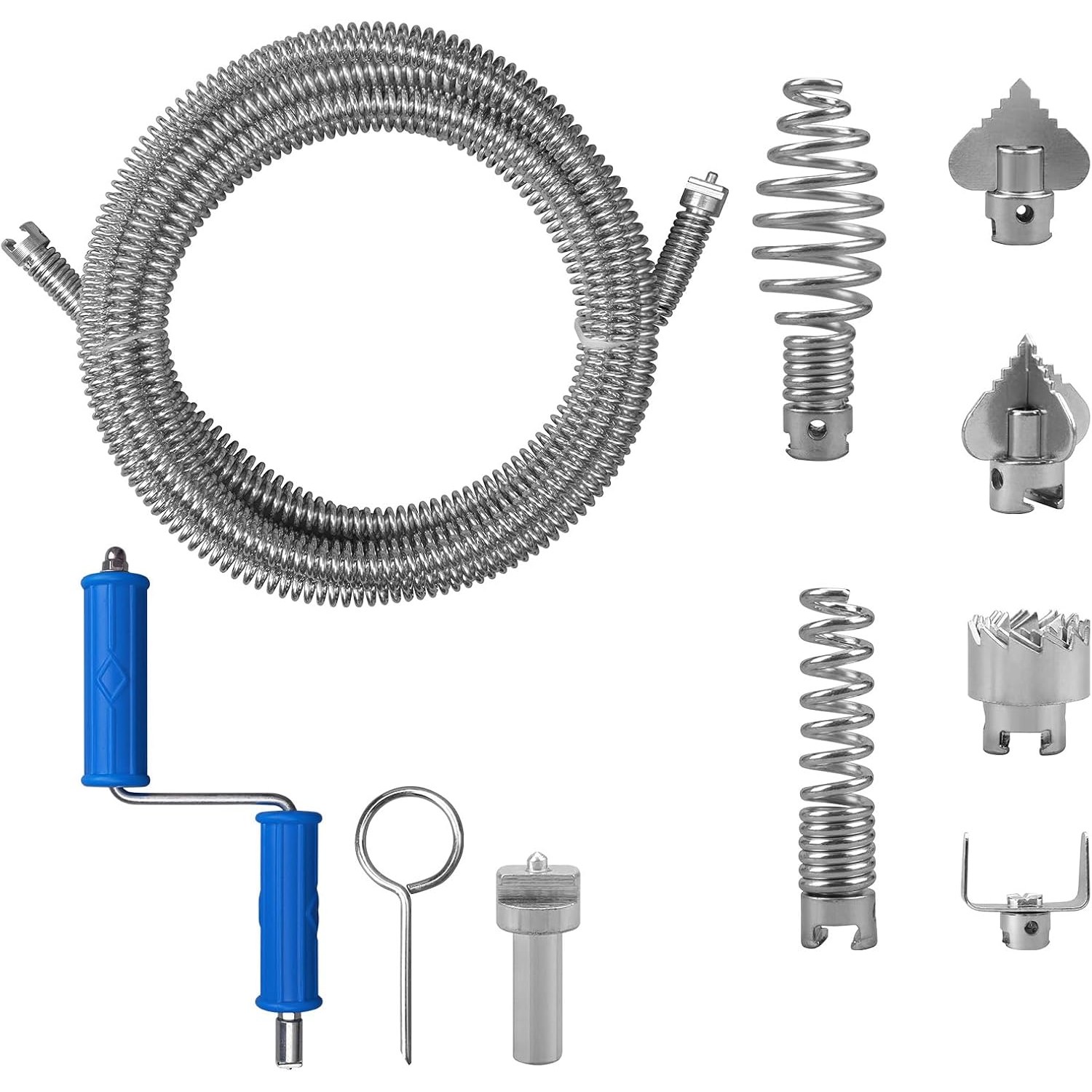 5m Pipe Cleaning Spiral with Cutter Head Set