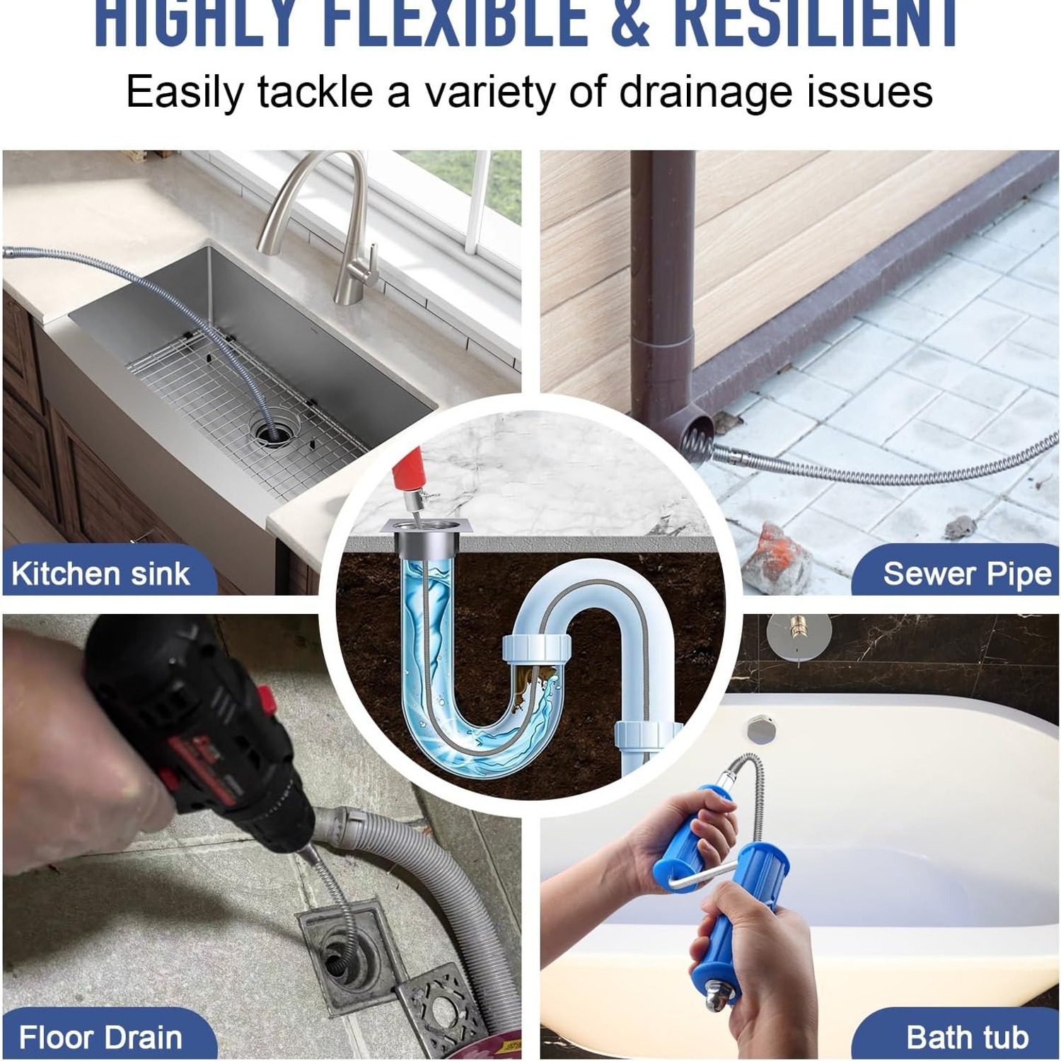 5m Pipe Cleaning Spiral with Cutter Head Set