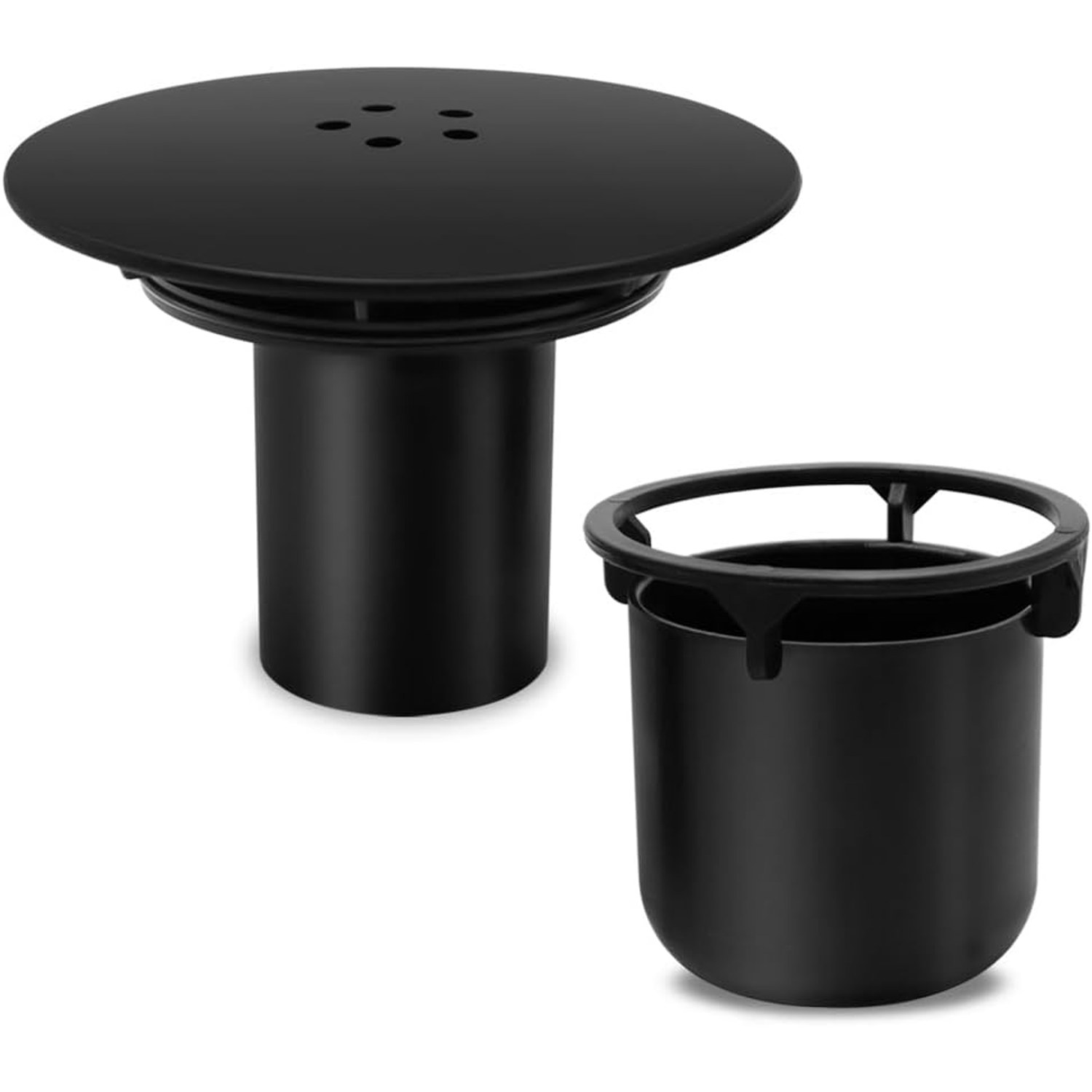 115mm Black Shower Drain Cover with Removable Hair Catcher