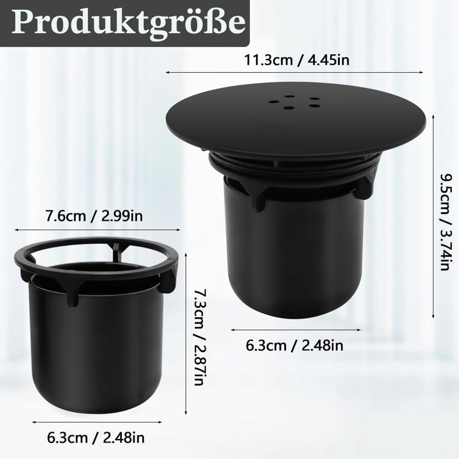 115mm Black Shower Drain Cover with Removable Hair Catcher