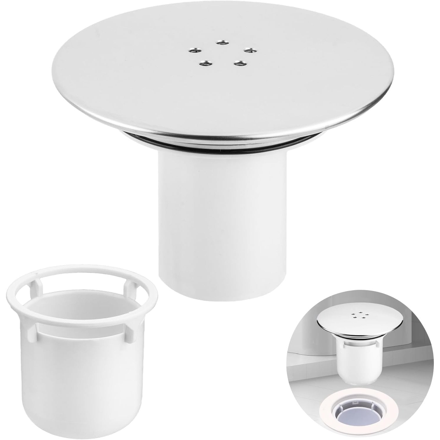 115mm Shower Drain Cover with Hair Catcher Insert