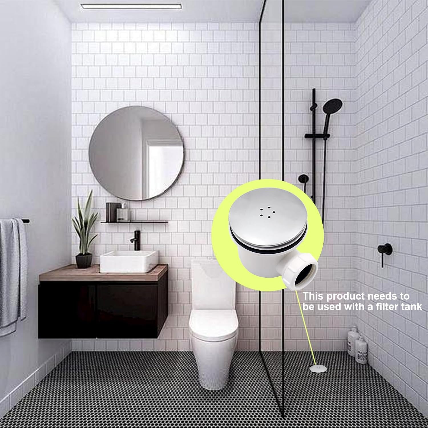 115mm Shower Drain Cover with Hair Catcher Insert