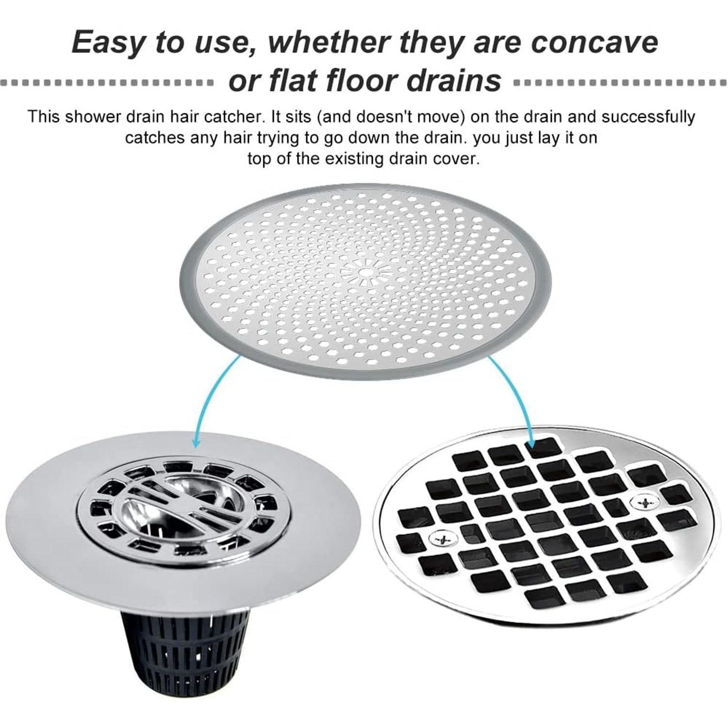 Flat Shower Hair Strainer 12cm with Silicone Rim: image 2