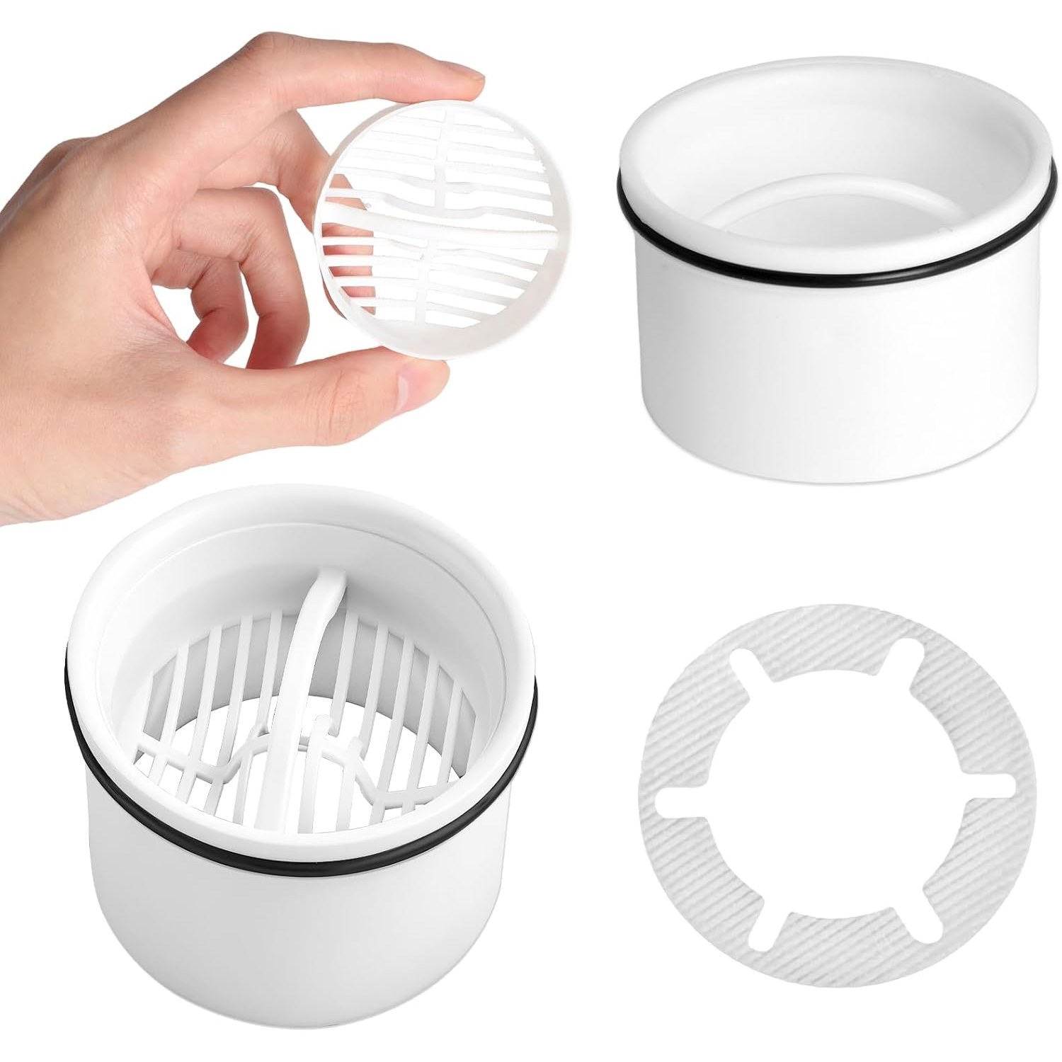 Shower Drain Hair Strainer Insert Set with Immersion Pipes (2 Pack)
