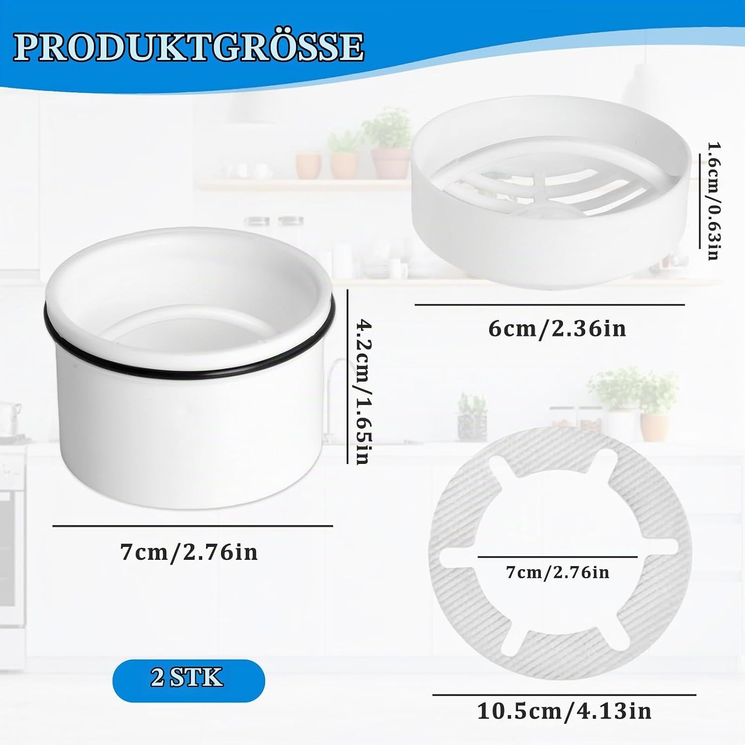 Shower Drain Hair Strainer Insert Set with Immersion Pipes (2 Pack): image 2