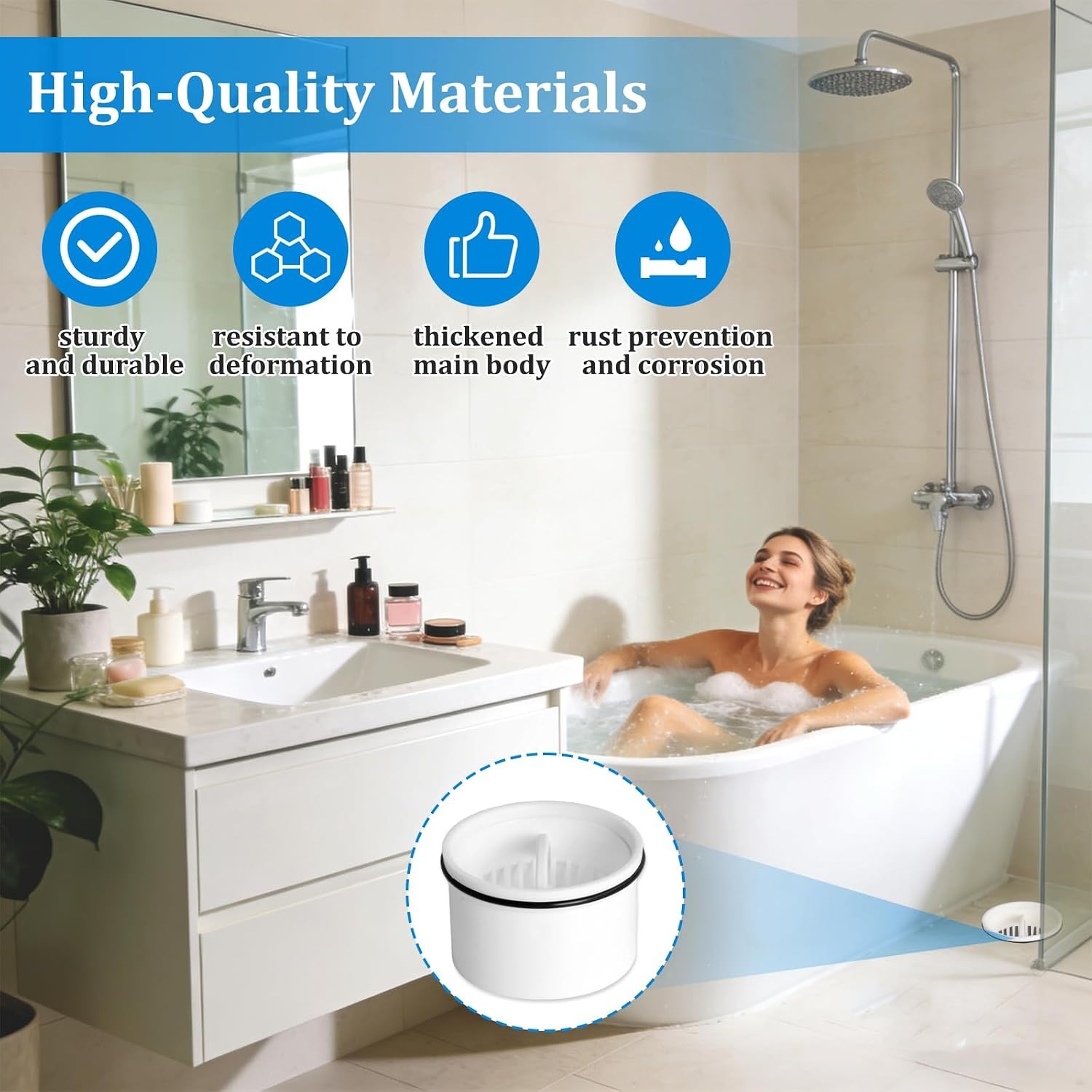 Shower Drain Hair Strainer Insert Set with Immersion Pipes (2 Pack): image 3