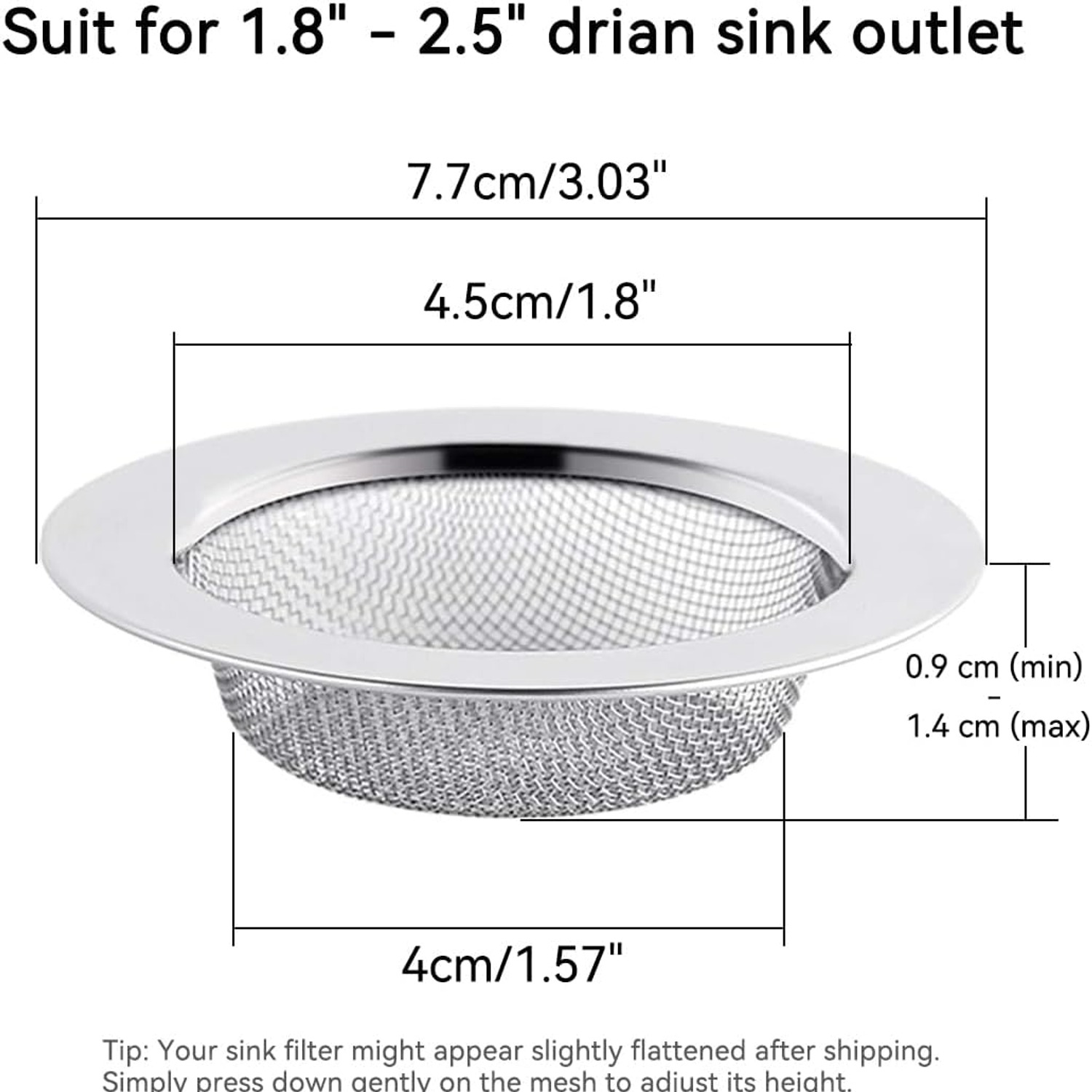 Stainless Steel Hair Strainer 75mm (2 Pack): image 2