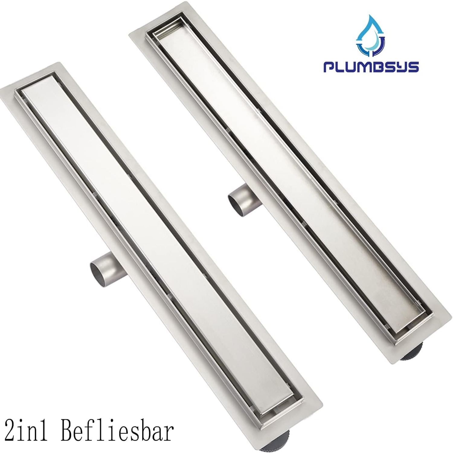 Plumbsys 50cm Two-Sided Tileable Linear Shower Drain