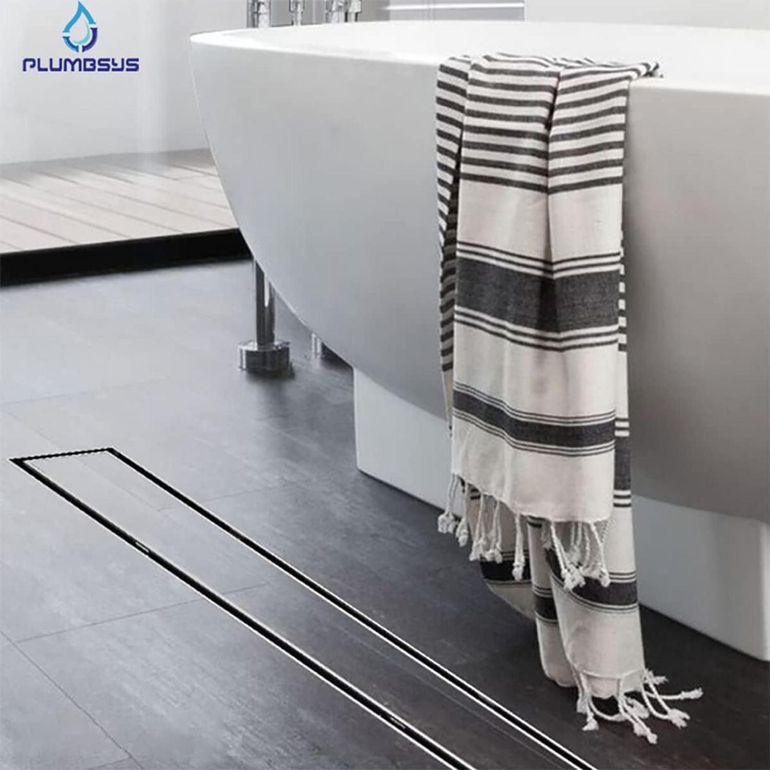 Plumbsys 50cm Two-Sided Tileable Linear Shower Drain
