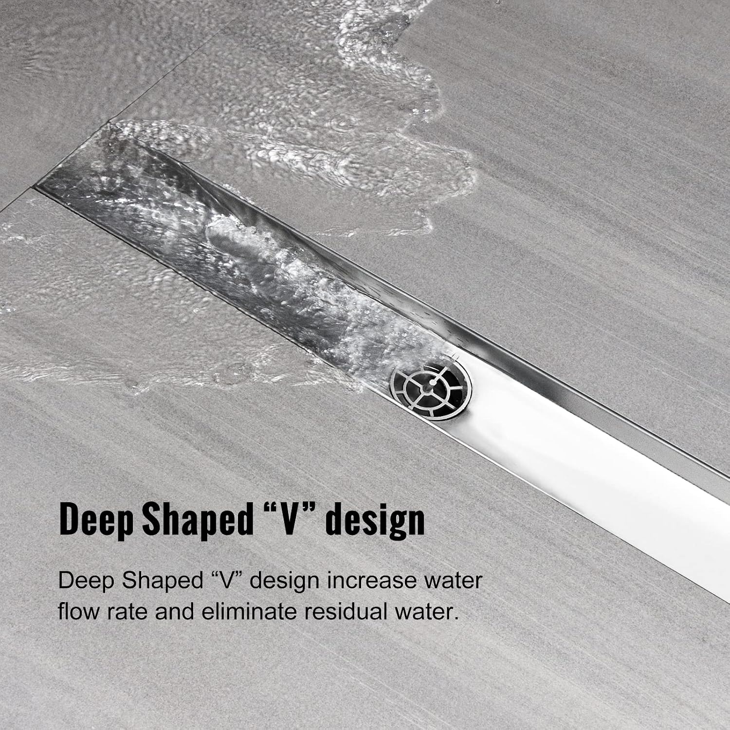 80cm Linear Shower Drain with 360° Siphon and Hair Strainer