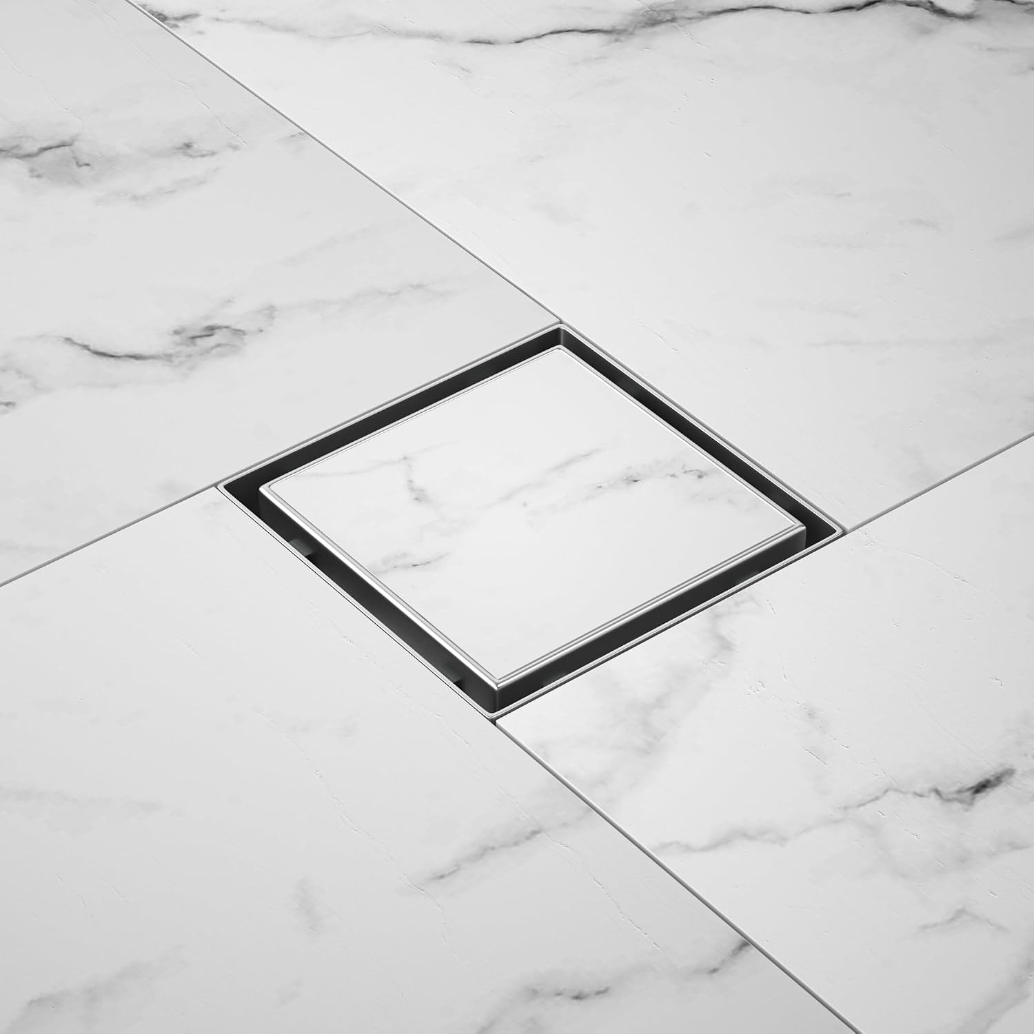 Bernkot 150mm Square Tileable Shower Drain with Siphon