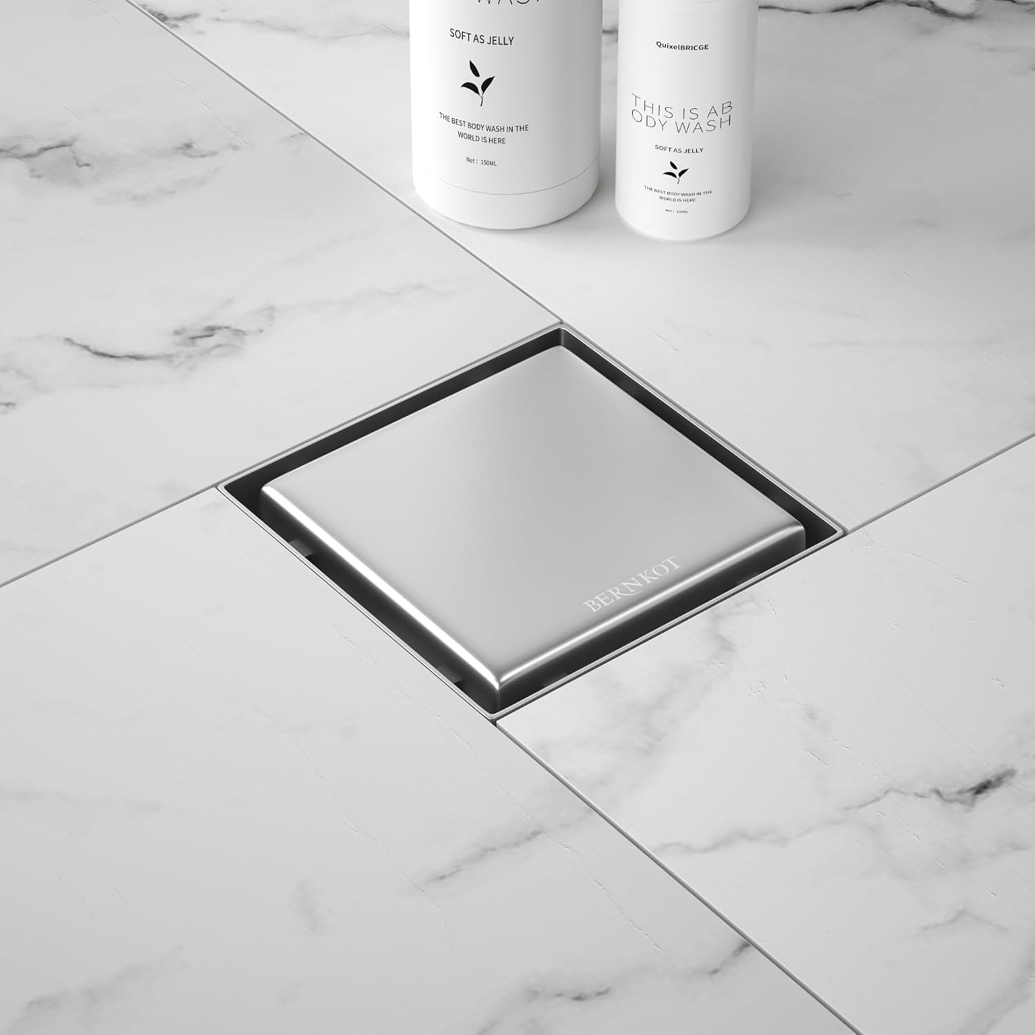Bernkot 150mm Square Tileable Shower Drain with Siphon