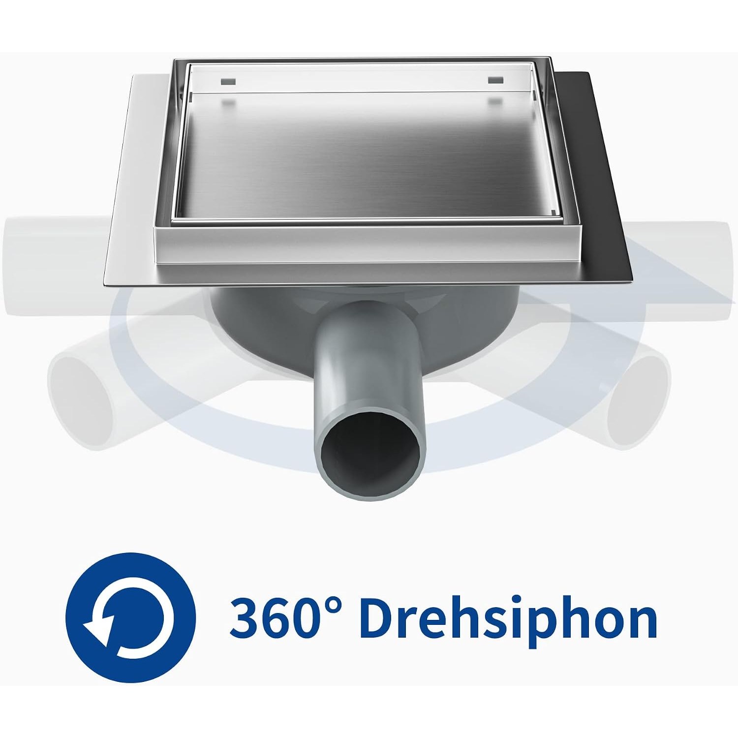 Bernkot 150mm Square Tileable Shower Drain with Siphon