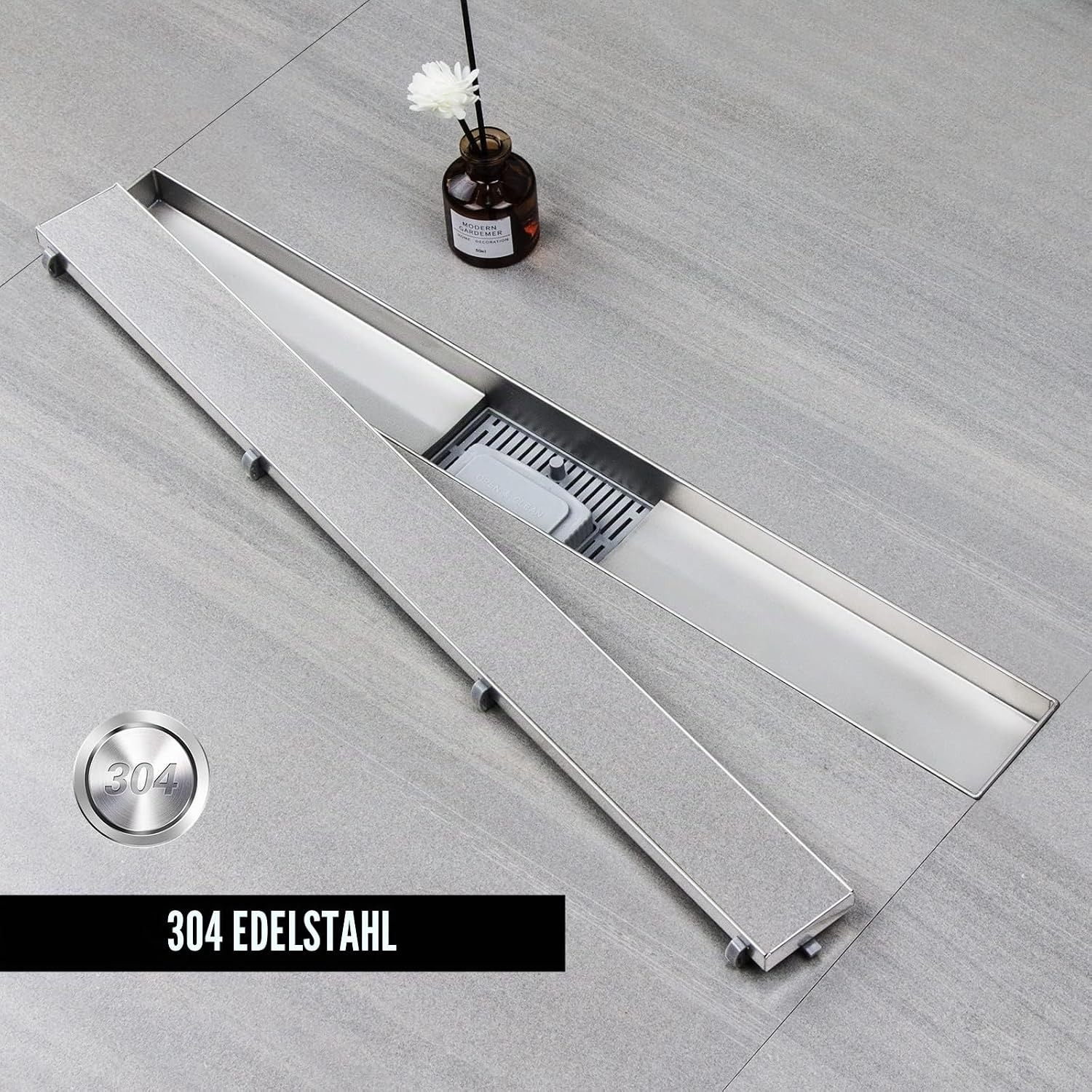Tileable Shower Channel 70cm Stainless Steel Linear Drain: image 3