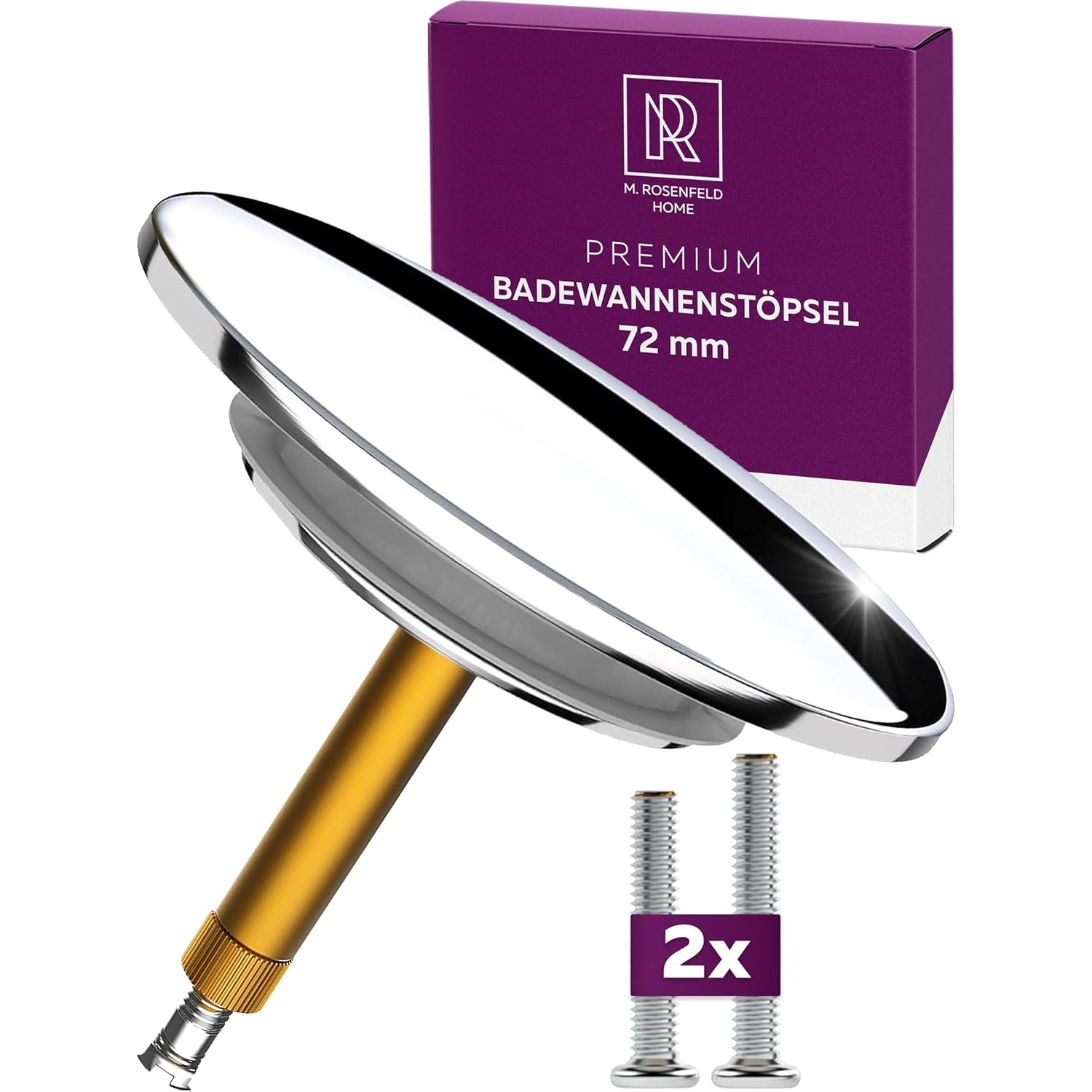 Brass Bath Plug 72mm with Chrome Finish