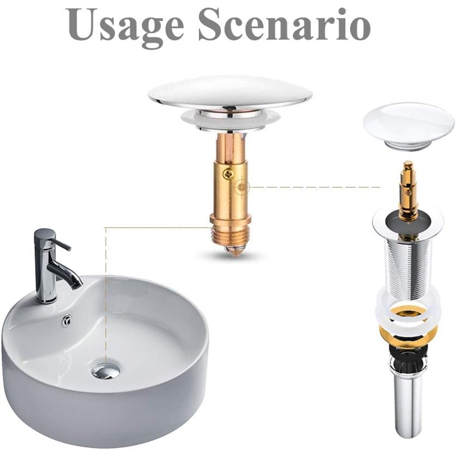 Click Clack Plug Bolt Replacement, 2 Pack Brass Pop Up Spring Bolts