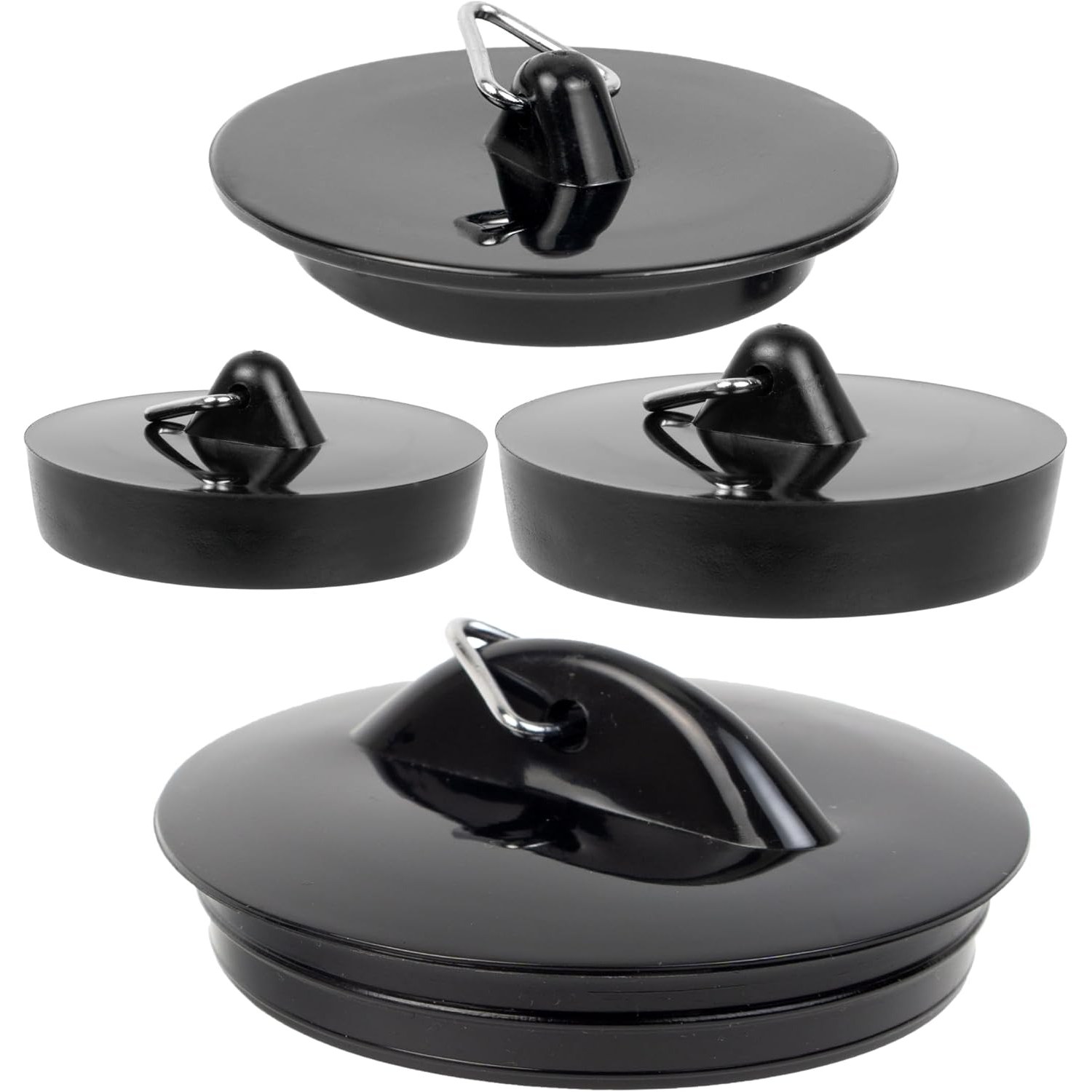 4-Piece Conical Drain Plug Set for Sinks, Basins and Baths