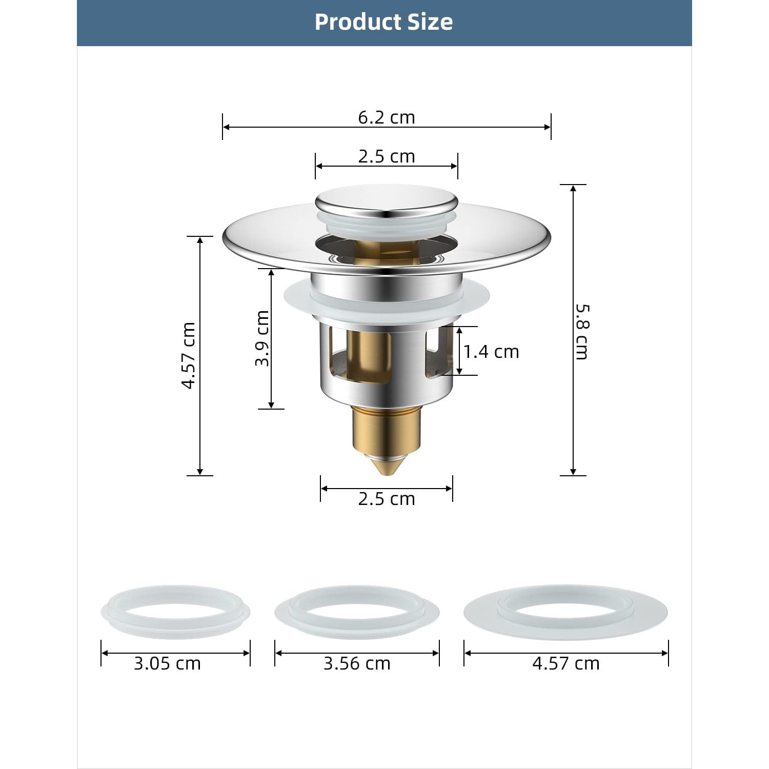 Pop Up Sink Plug with Strainer Basket: image 2