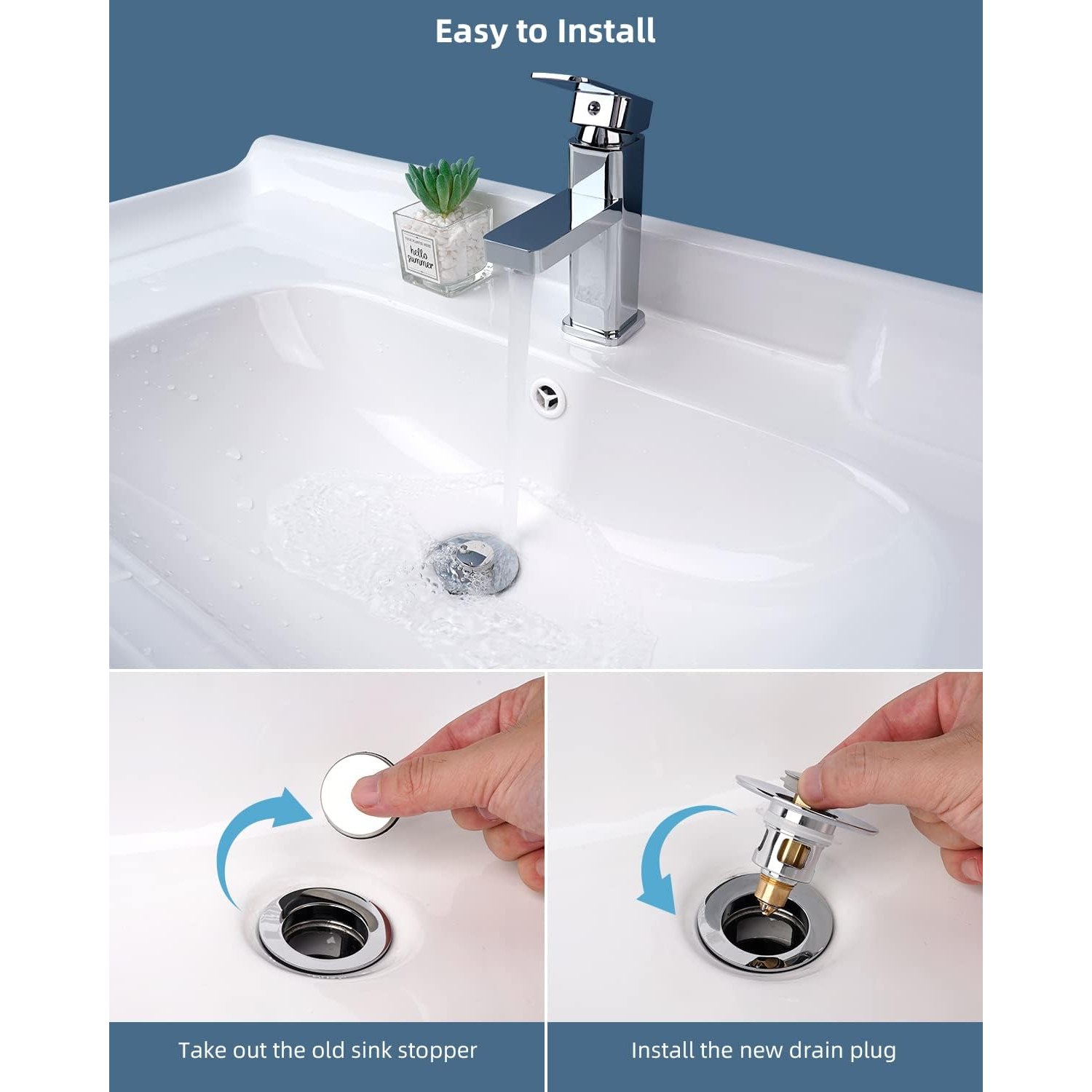 Pop Up Sink Plug with Strainer Basket: image 7